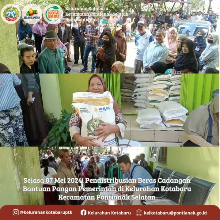 Selasa 7 Mei 2024, Pendistribusian Beras Cadangan Bantuan Pangan Pemerintah di Kelurahan Kotabaru Kecamatan Pontianak Selatan